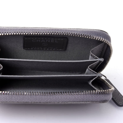Chanel Goatskin Camellia Embossed Zip Coin Purse Silver 9 of 20