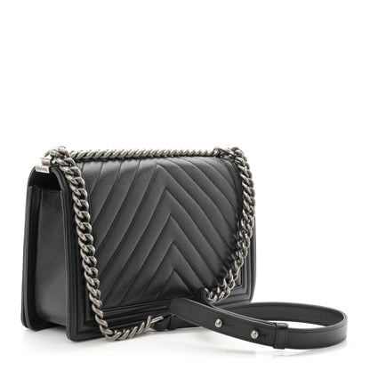 Chanel Caviar Chevron Quilted New Medium Boy Flap Black 3 of 10