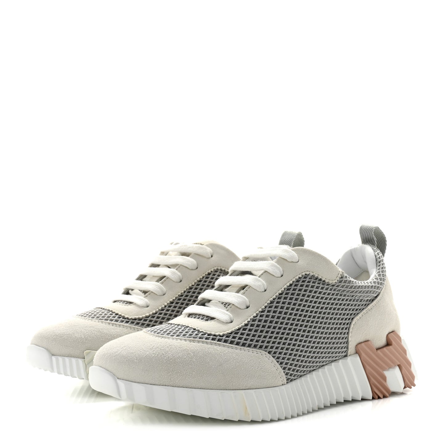 Air Mesh Suede Goatskin Bouncing Sneakers 39 Gris Lulea White