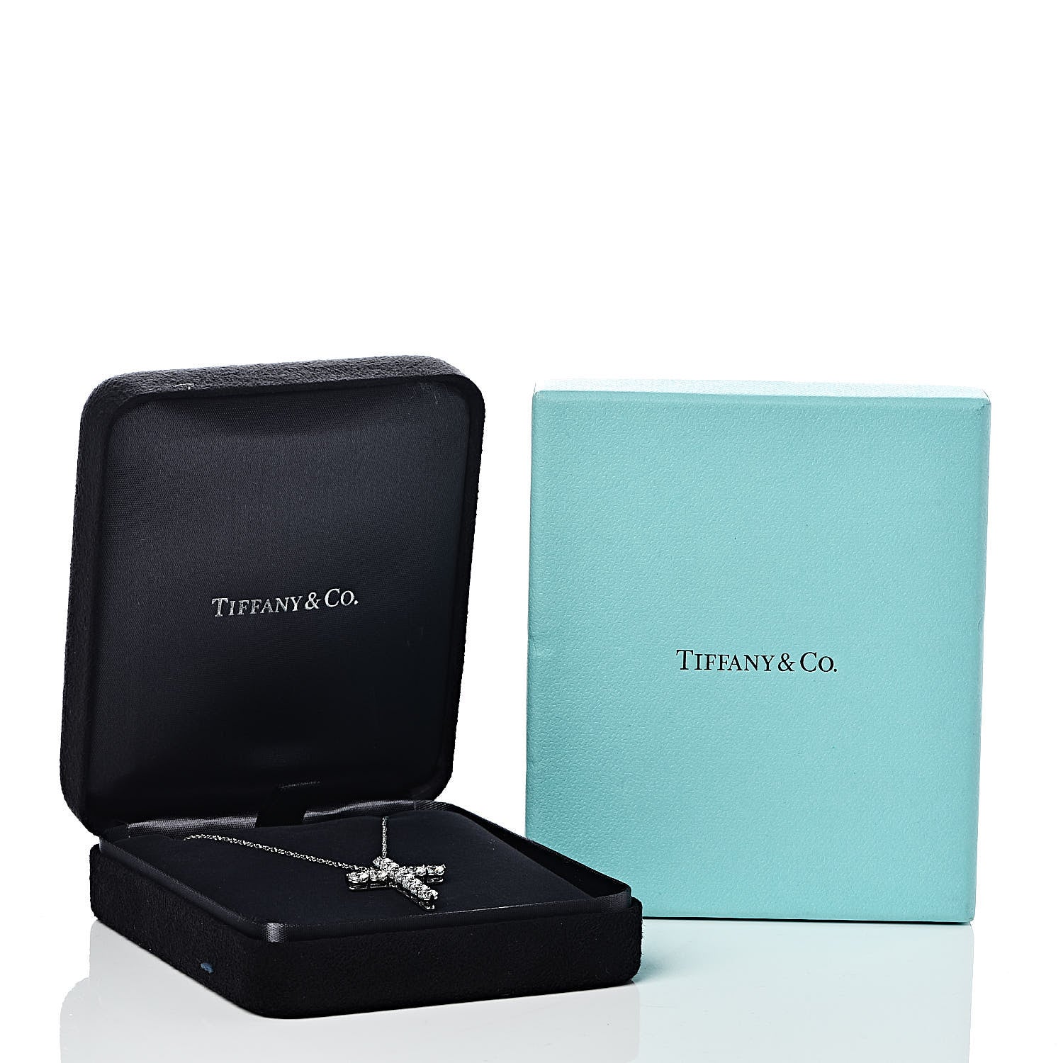 Tiffany Platinum Diamond Extra Large Cross Pendant Necklace 498804