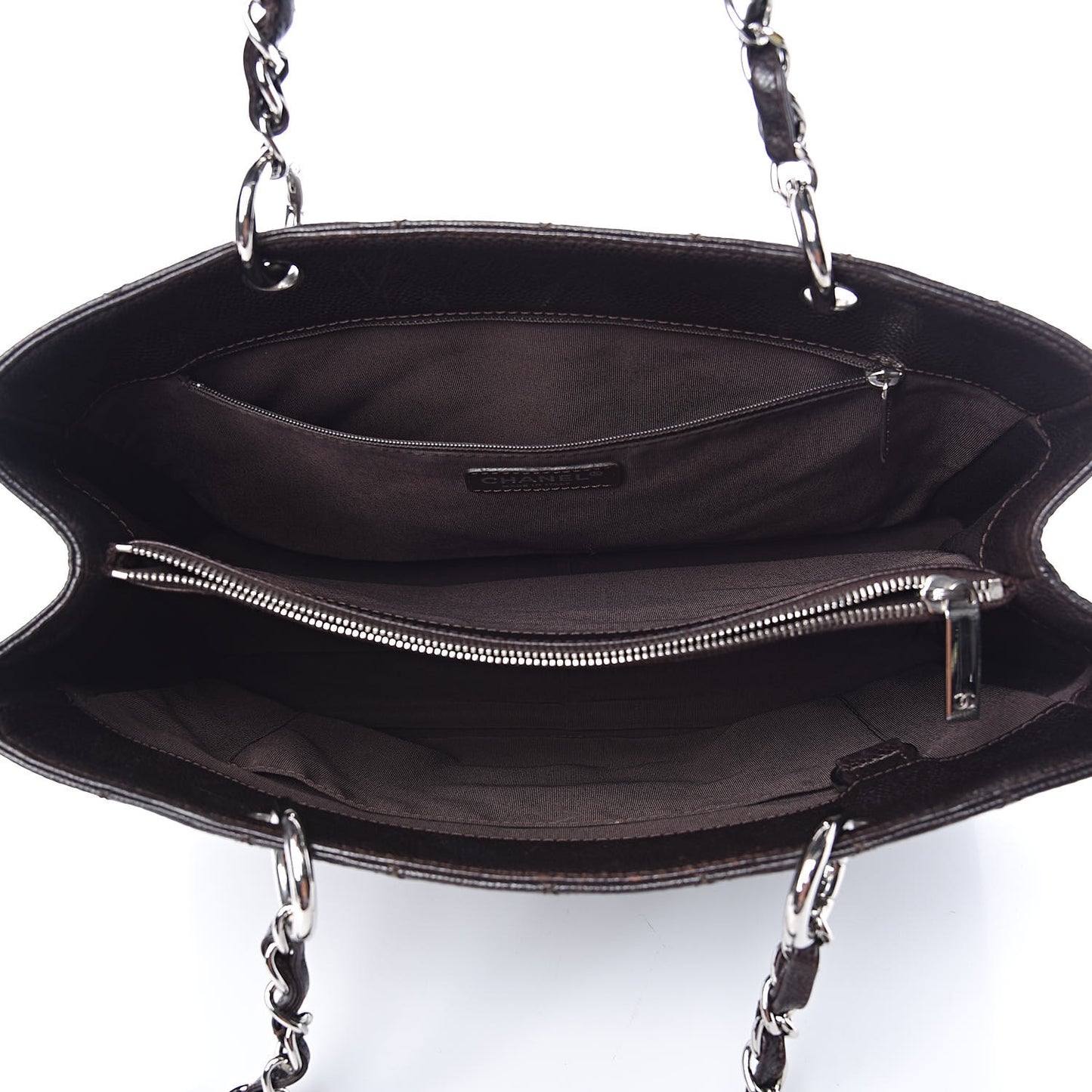 Caviar Quilted Grand Shopping Tote GST Dark Brown
