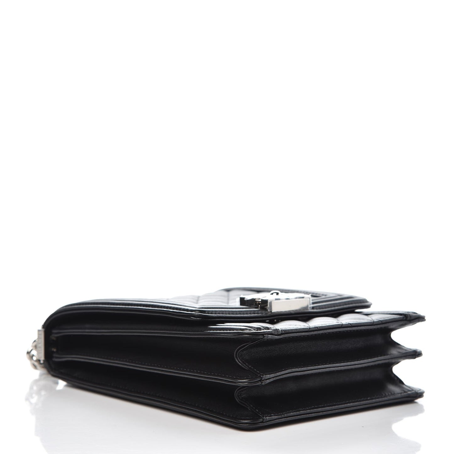 Calfskin Quilted North South Boy Flap Black