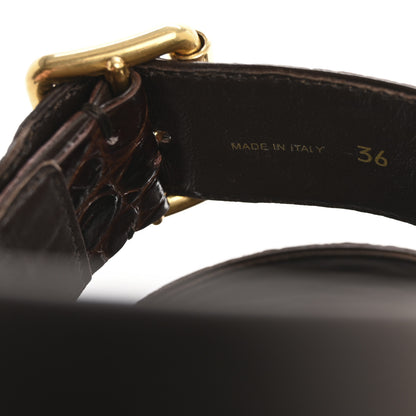 Prada Calfskin Embossed Crocodile Buckle Slide Sandals 36 Cacao 9 of 11
