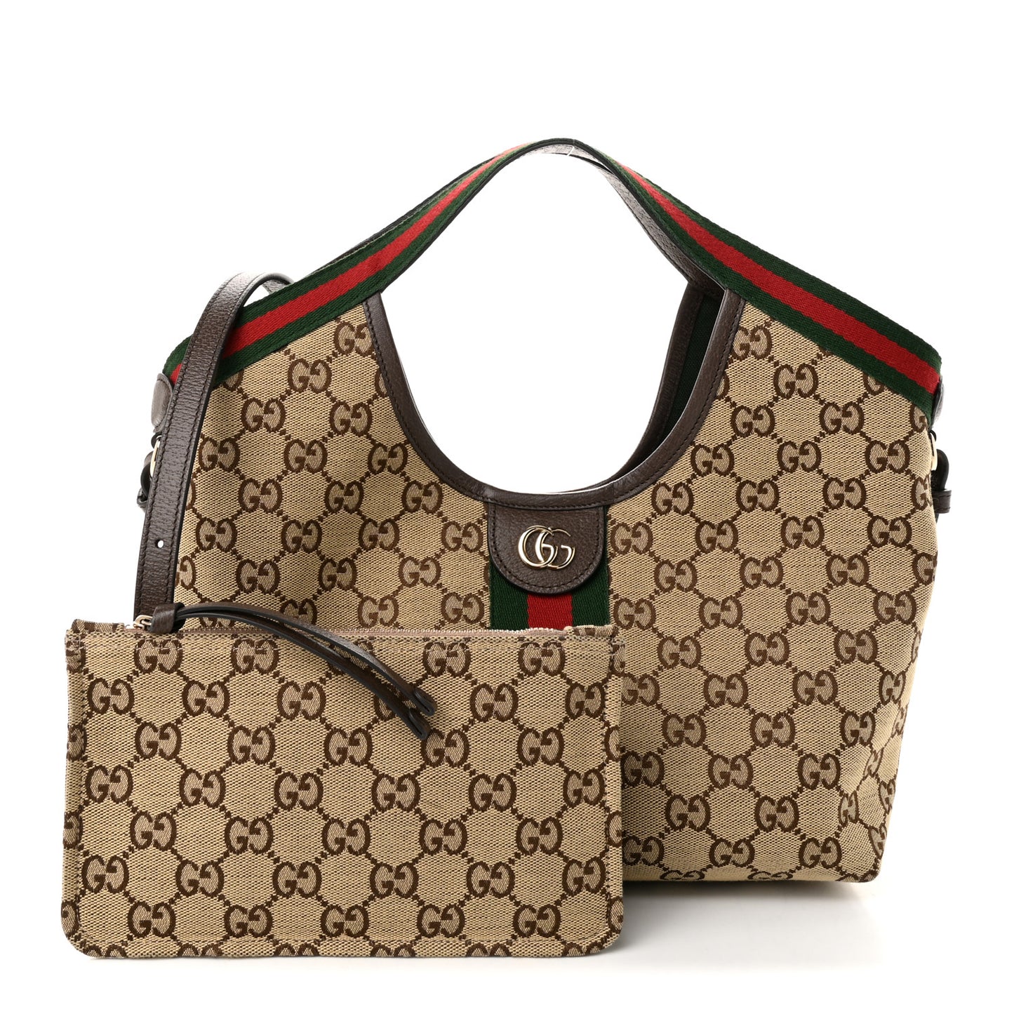 Monogram Web Small Giglio Tote Beige Dark Brown
