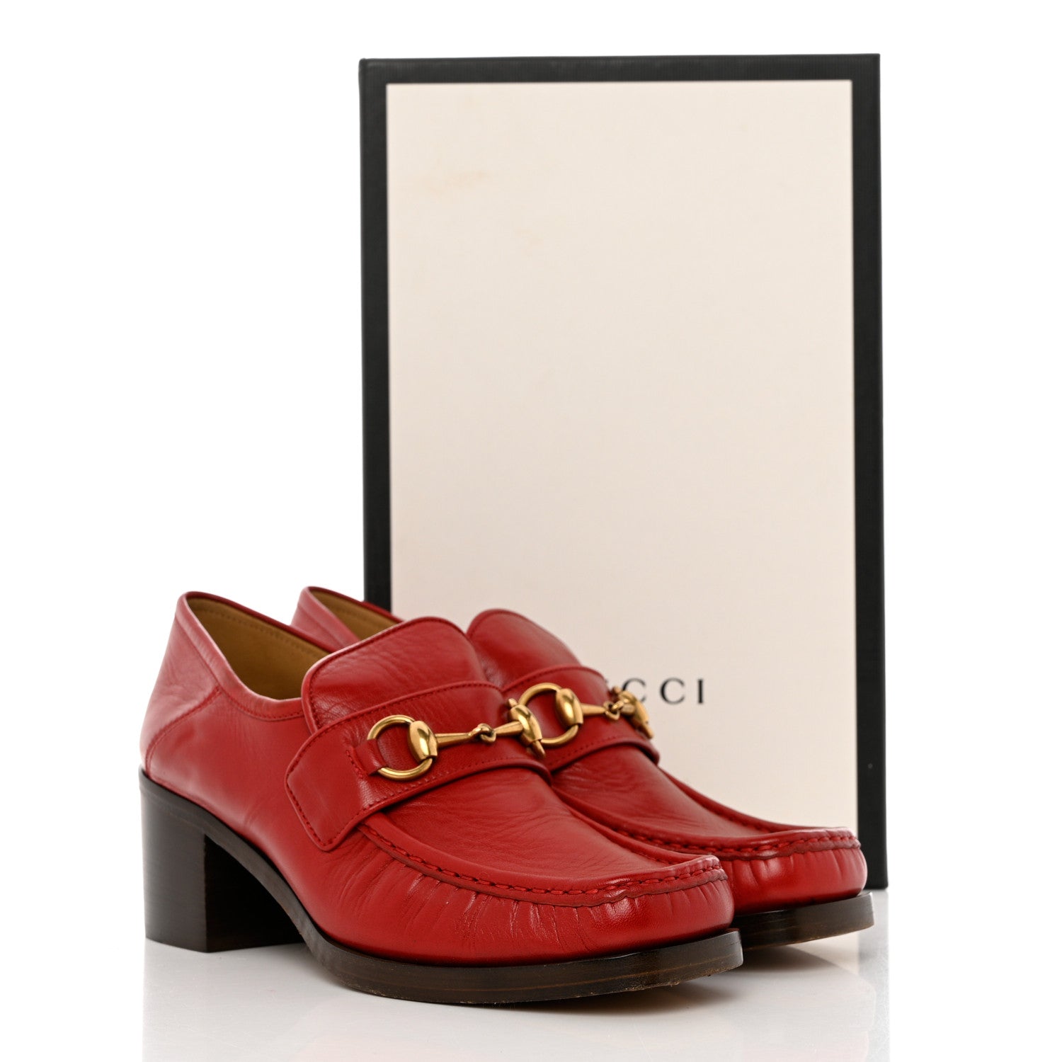 Gucci Malaga Kid Horsebit Loafer Pumps 38 Hibiscus Red 11 of 11