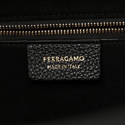 Salvatore Ferragamo Hammered Calfskin XL East West Tote Bag Black 6 of 9