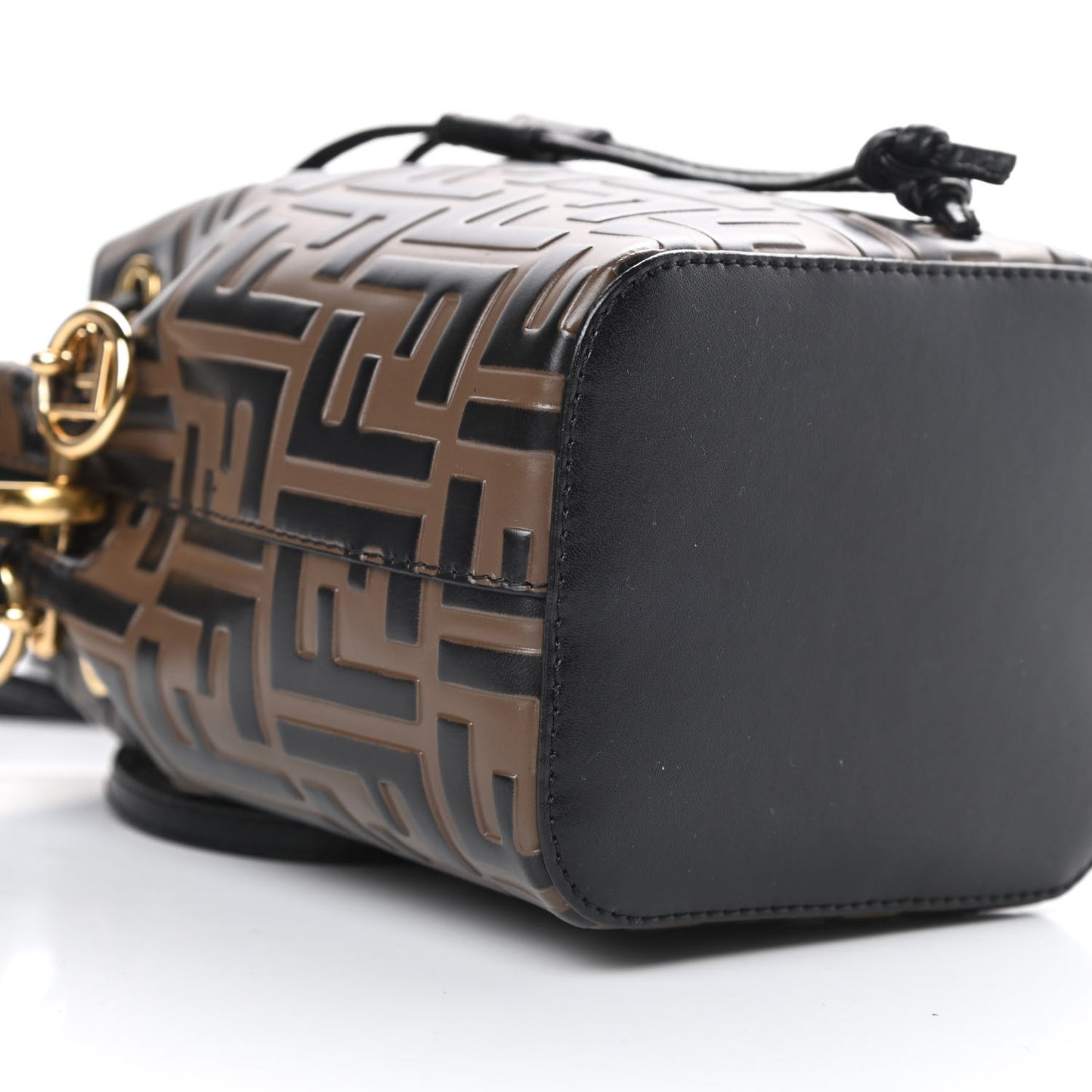 Vitello Liberty F is Fendi Bi-Color FF 1974 Embossed Mini Mon Tresor Bucket Bag Maya Black