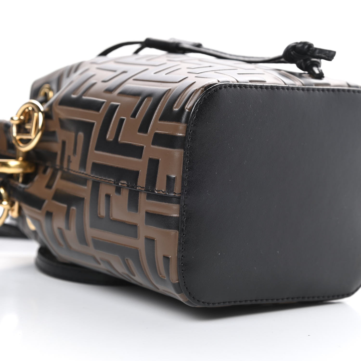 Fendi Vitello Liberty F is Fendi Bi-Color FF 1974 Embossed Mini Mon Tresor Bucket Bag Maya Black 9 of 10