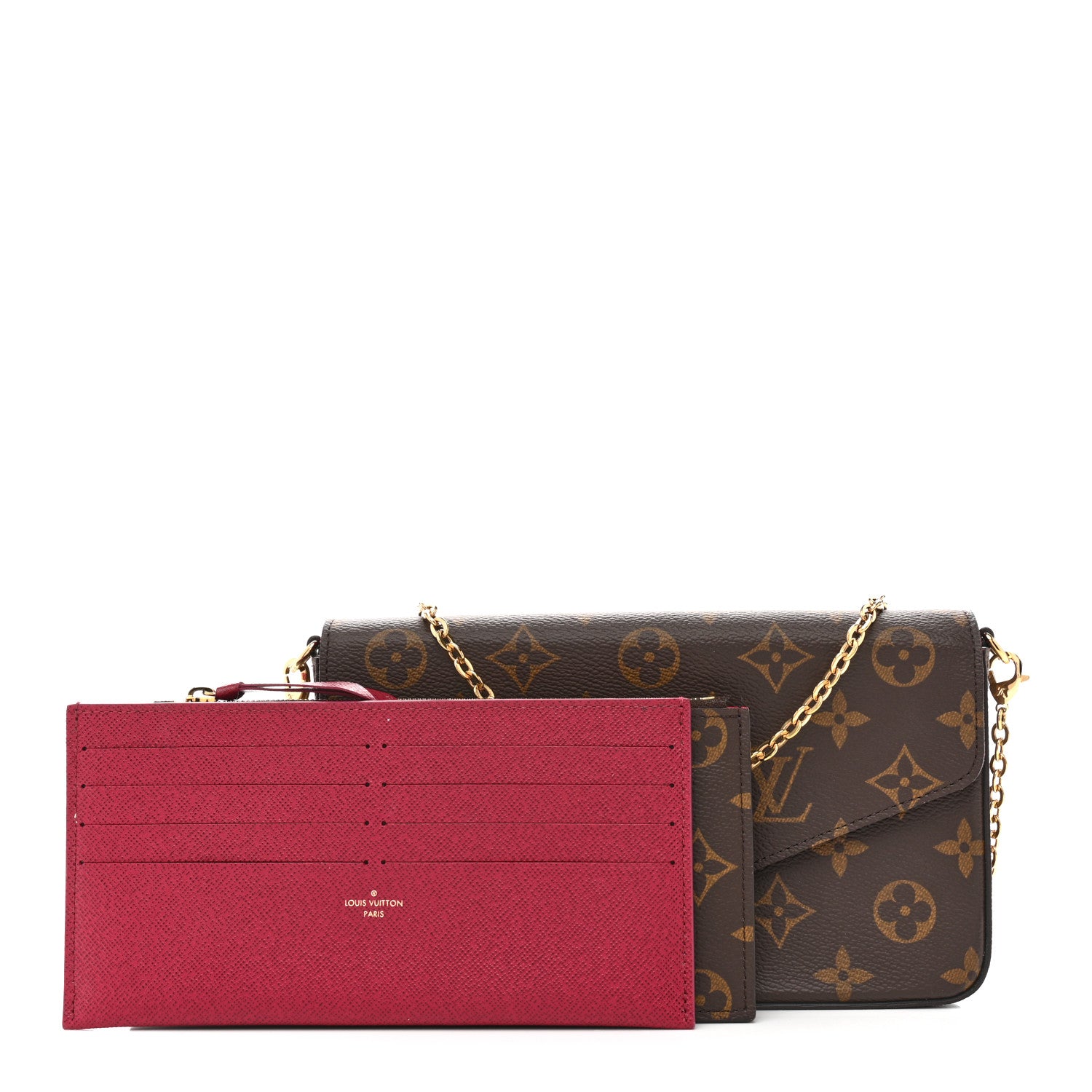 Louis Vuitton Monogram Pochette Felicie Chain Wallet Fuchsia 3 of 13