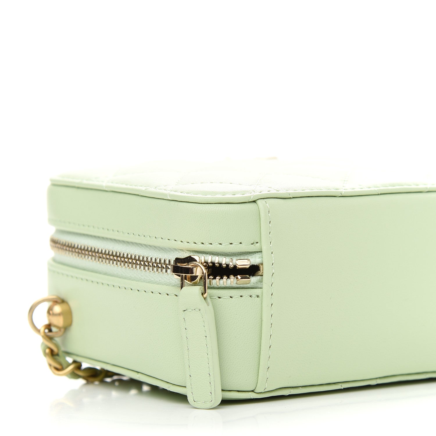 Chanel Lambskin Quilted CC Pearl Crush Camera Case Light Green 8 of 10