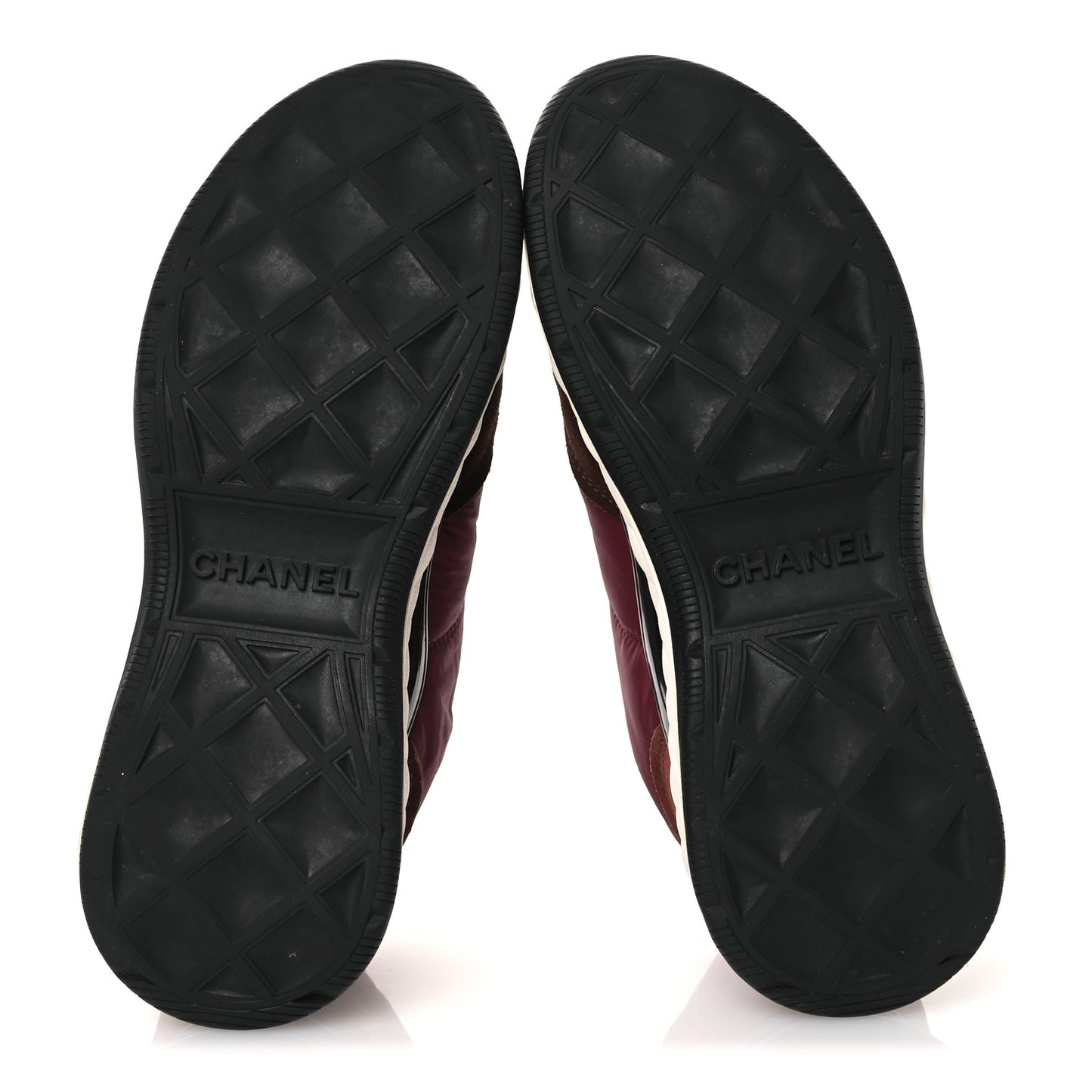 Nylon Suede Calfskin CC Sneakers 38 Burgundy Brown