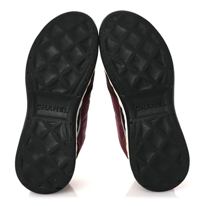 Chanel Nylon Suede Calfskin CC Sneakers 38 Burgundy Brown 7 of 13