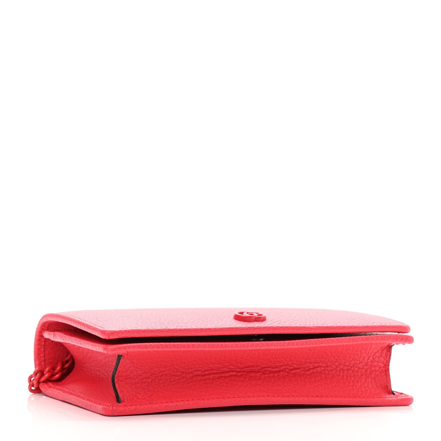 Dollar Calfskin Enamel Monochrome Mini GG Marmont Chain Wallet Runway Coral
