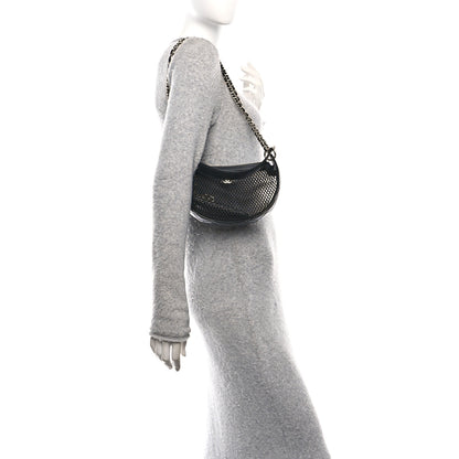 Chanel Mesh Shiny Lambskin Chain Hobo Black 2 of 11