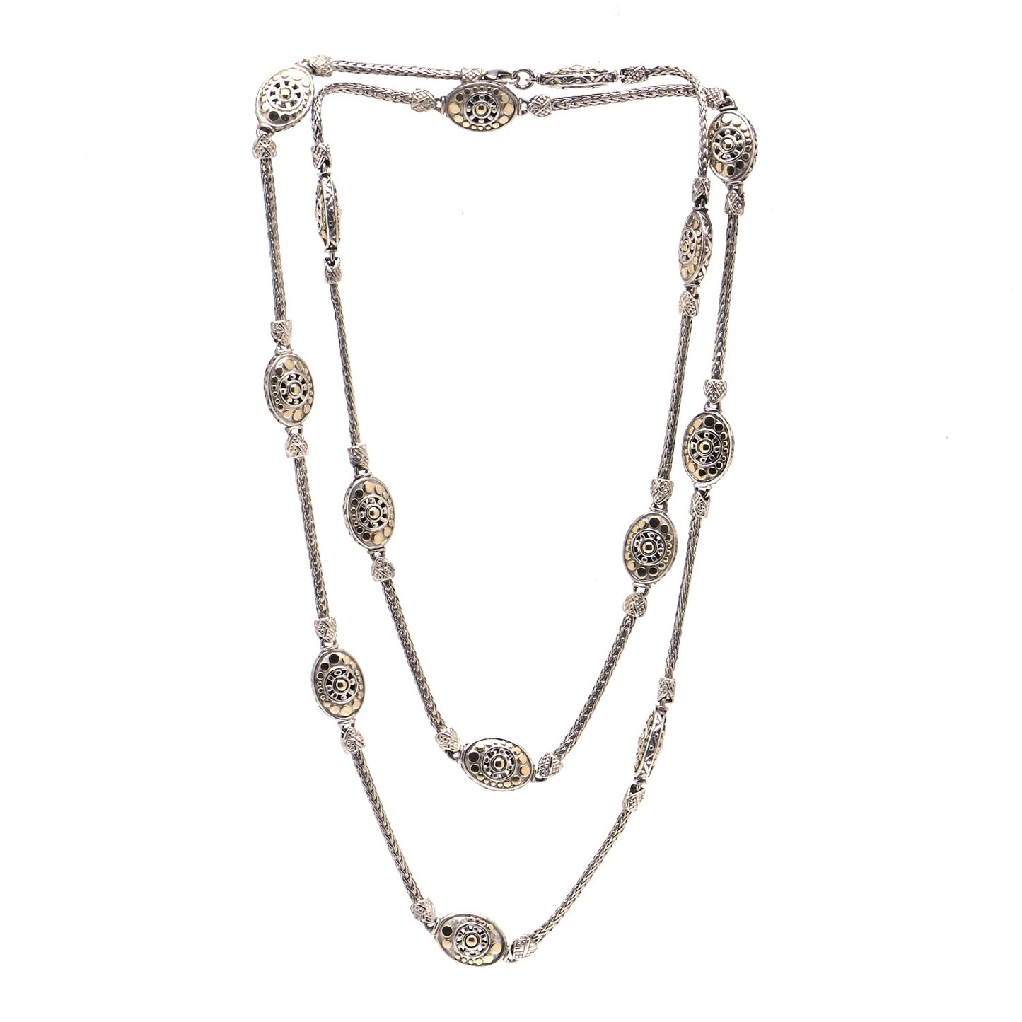 Sterling Silver 18K Yellow Gold Jaisalmer Oval Station Necklace