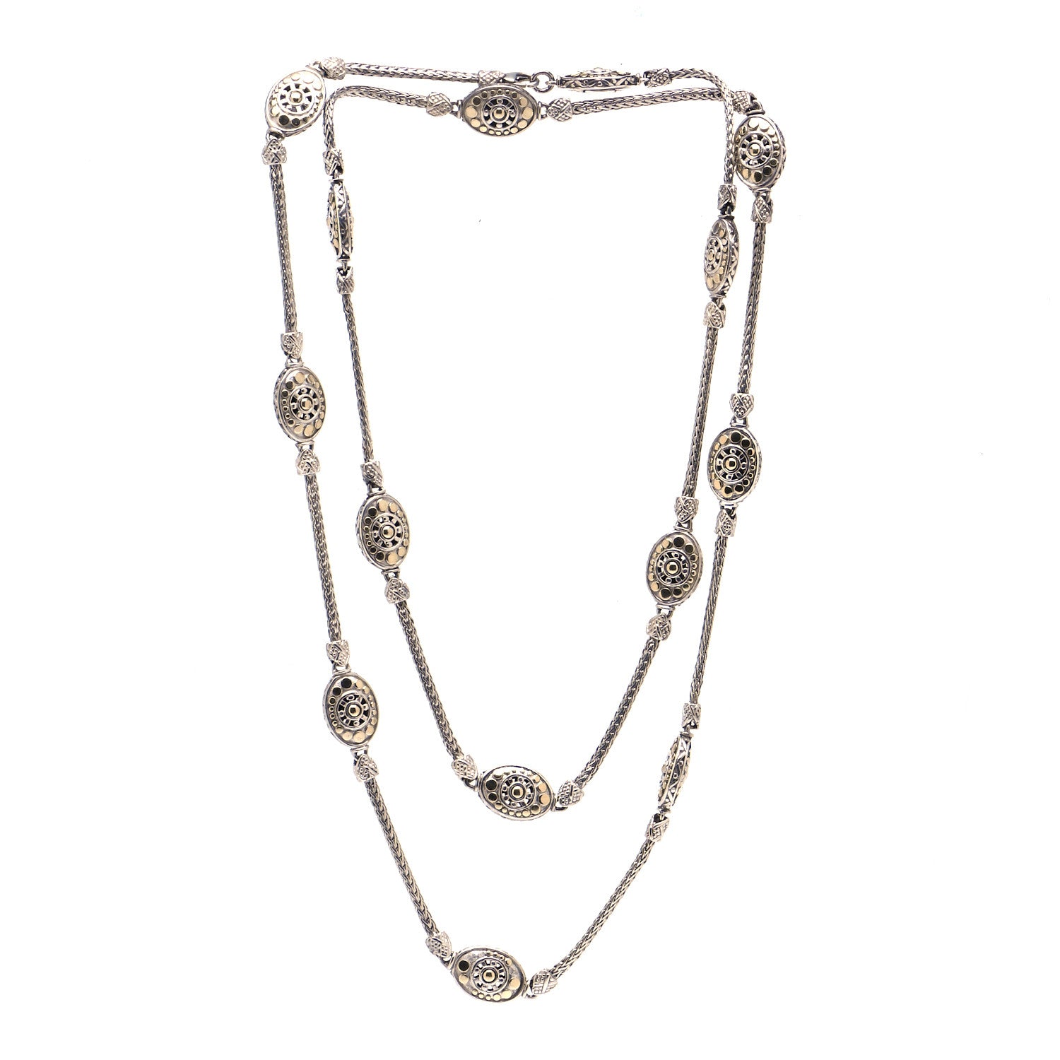 John Hardy Sterling Silver 18K Yellow Gold Jaisalmer Oval Station Necklace 2 of 4
