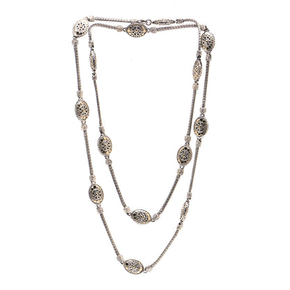 John Hardy Sterling Silver 18K Yellow Gold Jaisalmer Oval Station Necklace 2 of 4