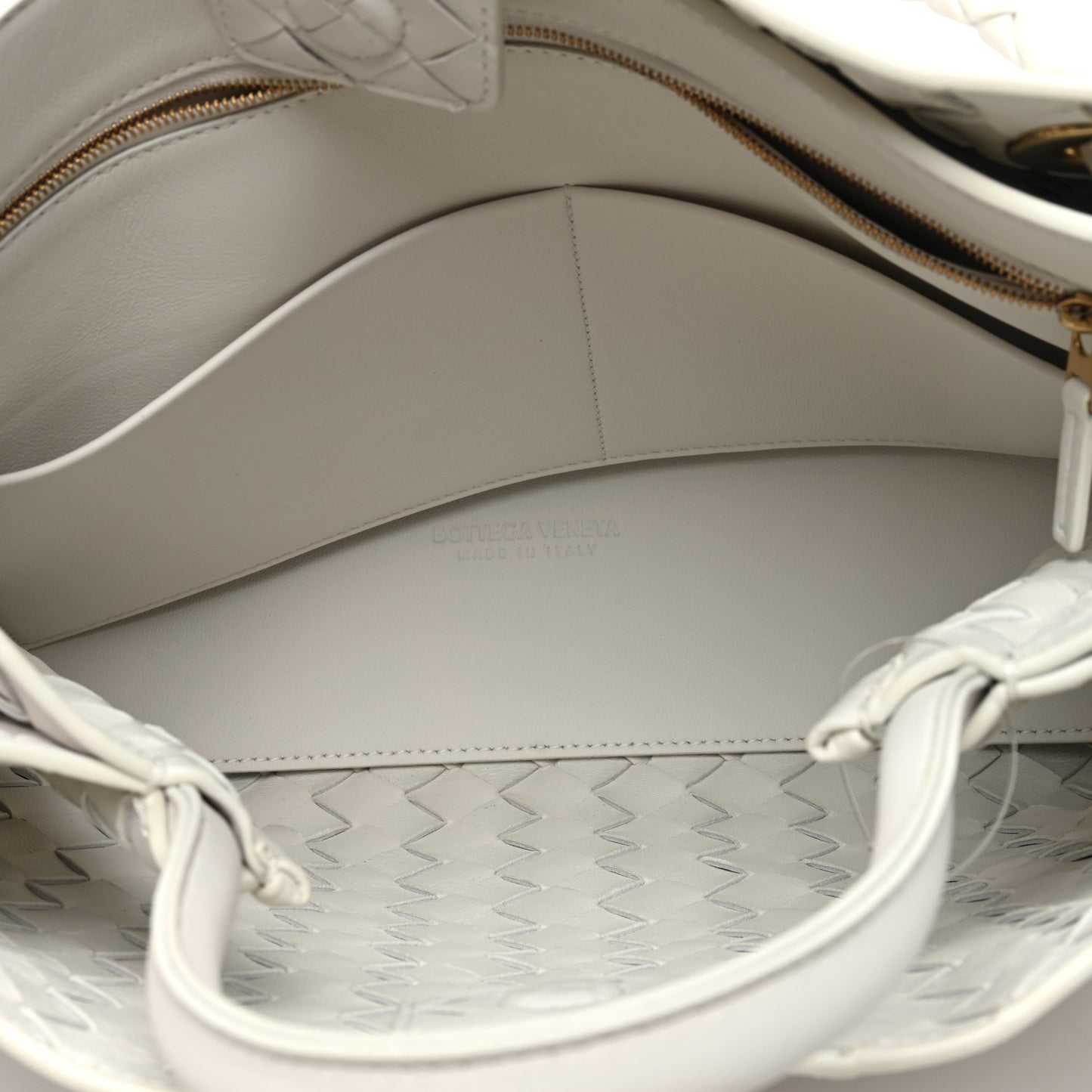 Nappa Intrecciato Medium Andiamo Shoulder Bag Agate Grey