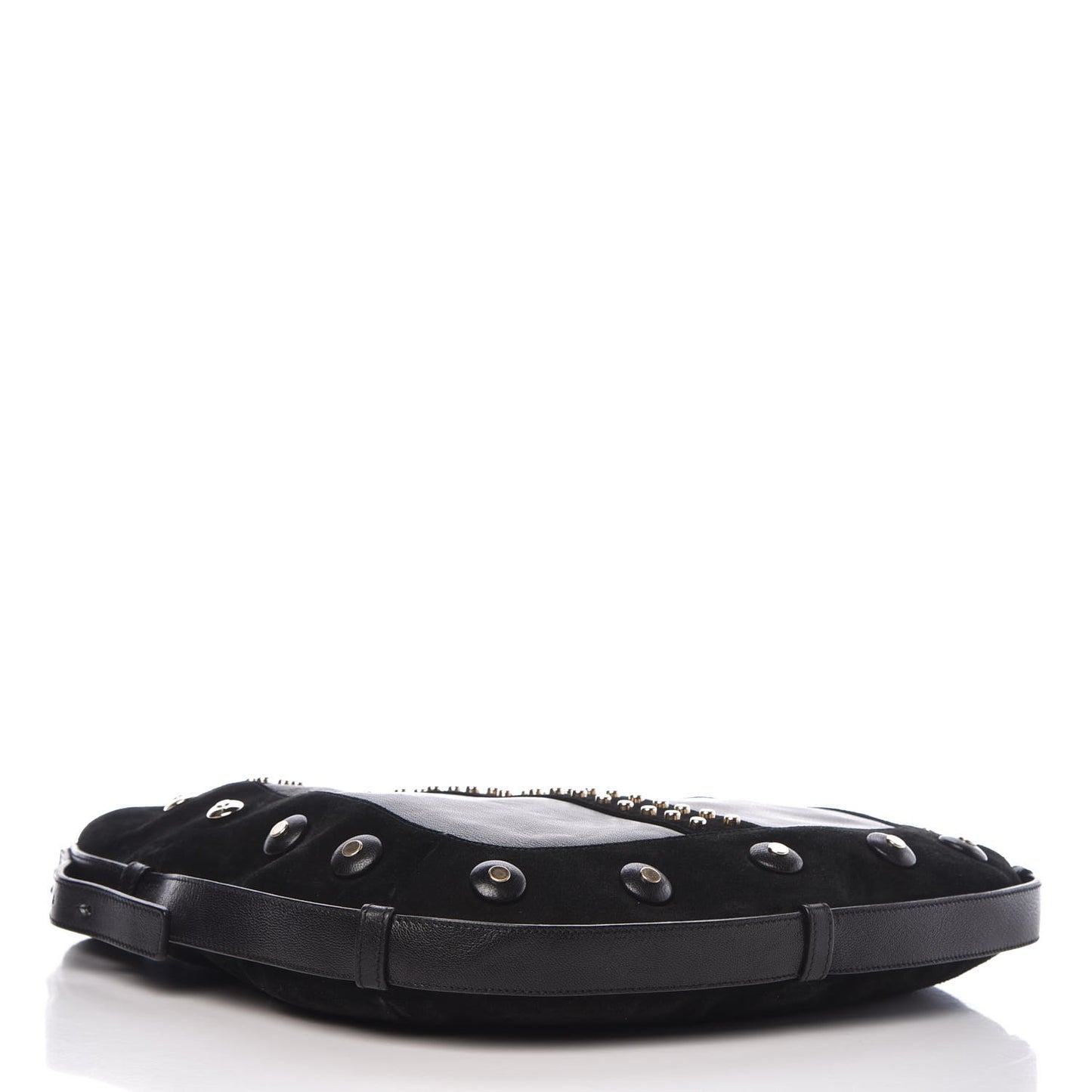 Suede Studded Y Mombasa Horn Bag Black