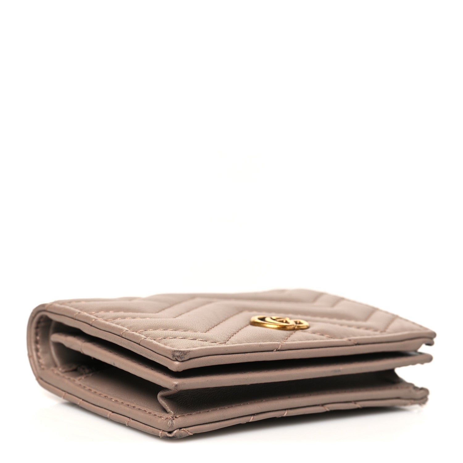Gucci Calfskin Matelasse GG Marmont Card Case Wallet Porcelain Rose 4 of 12