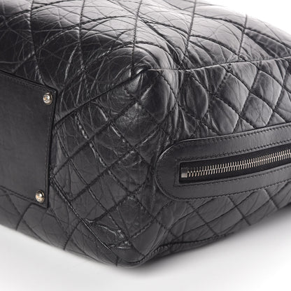 Chanel Aged Calfskin Quilted Large Secret Tag Bowling Bag Black 11 of 13