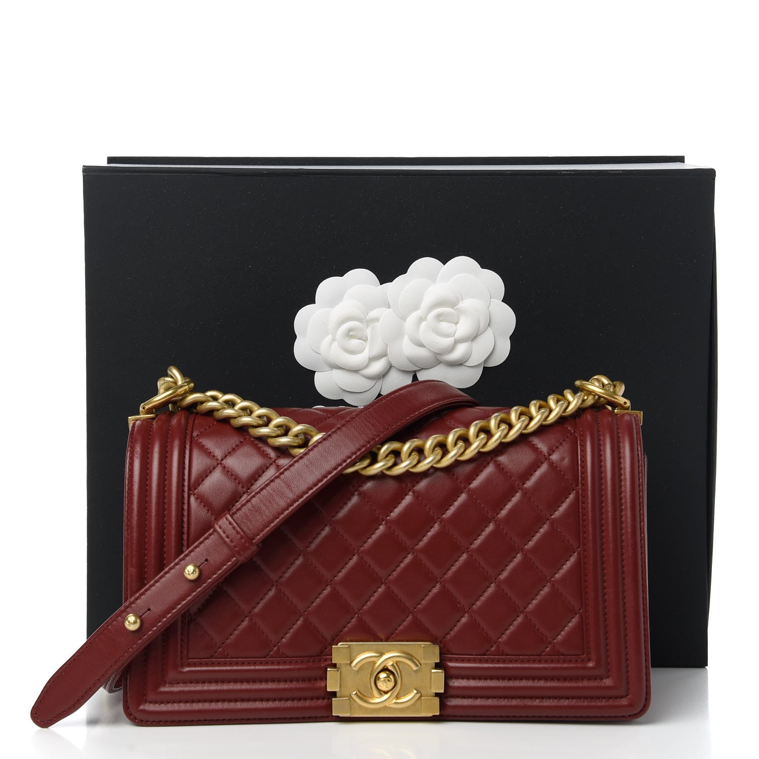 Chanel Lambskin Quilted Medium Boy Flap Burgundy 11 of 11
