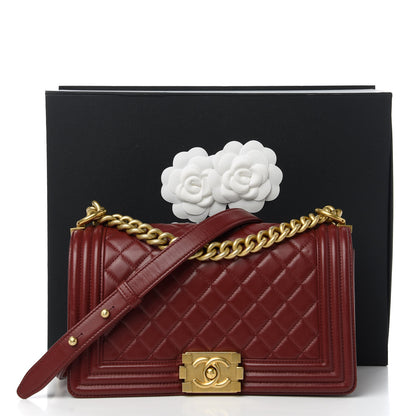 Chanel Lambskin Quilted Medium Boy Flap Burgundy 11 of 11