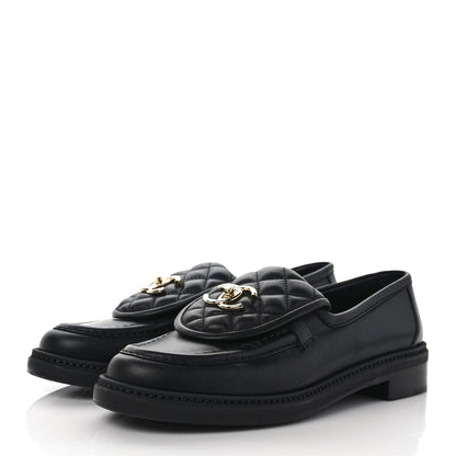 Chanel Lambskin Quilted CC Turnlock Loafers 38.5 Black 3 of 9