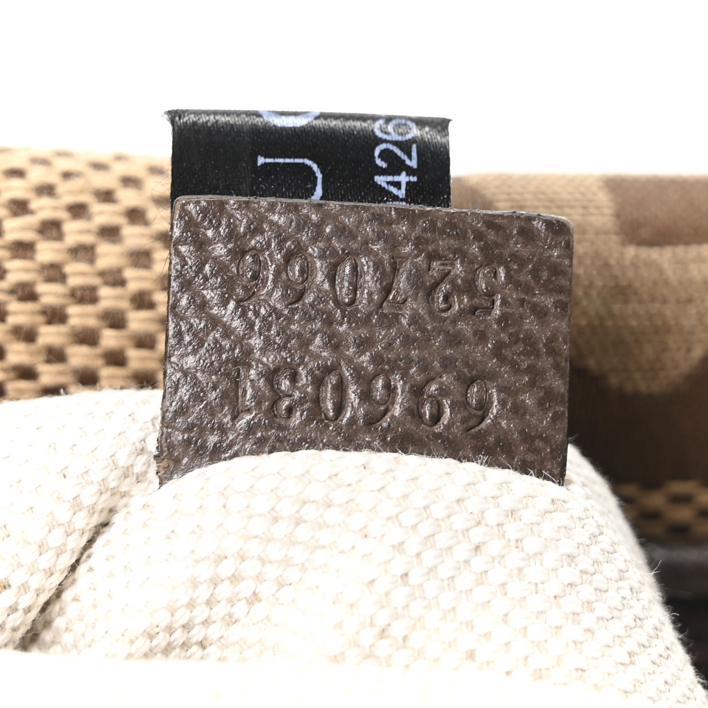 Monogram Jumbo GG Textured Dollar Calfskin Web Belt Bag Camel Ebony New Acero