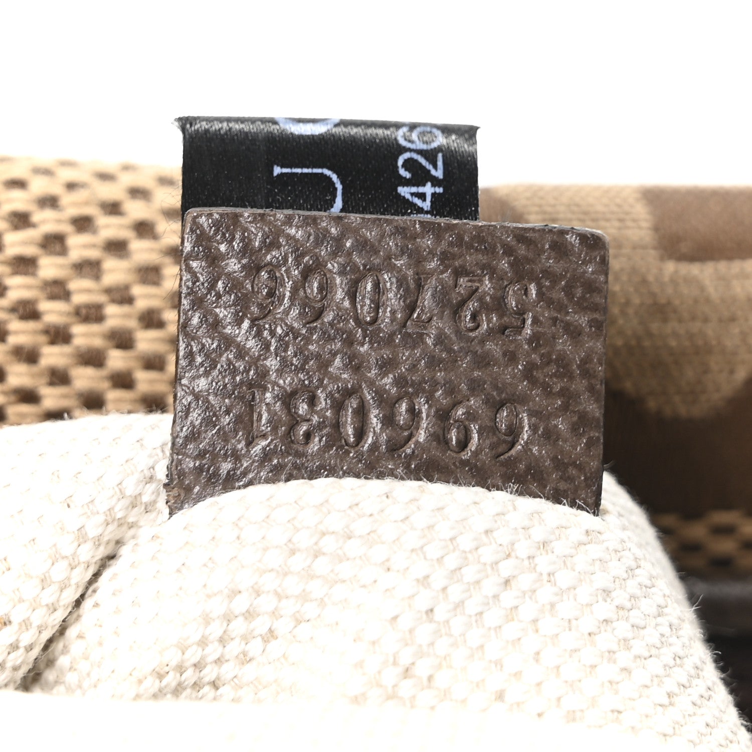Gucci Monogram Jumbo GG Textured Dollar Calfskin Web Belt Bag Camel Ebony New Acero 7 of 10