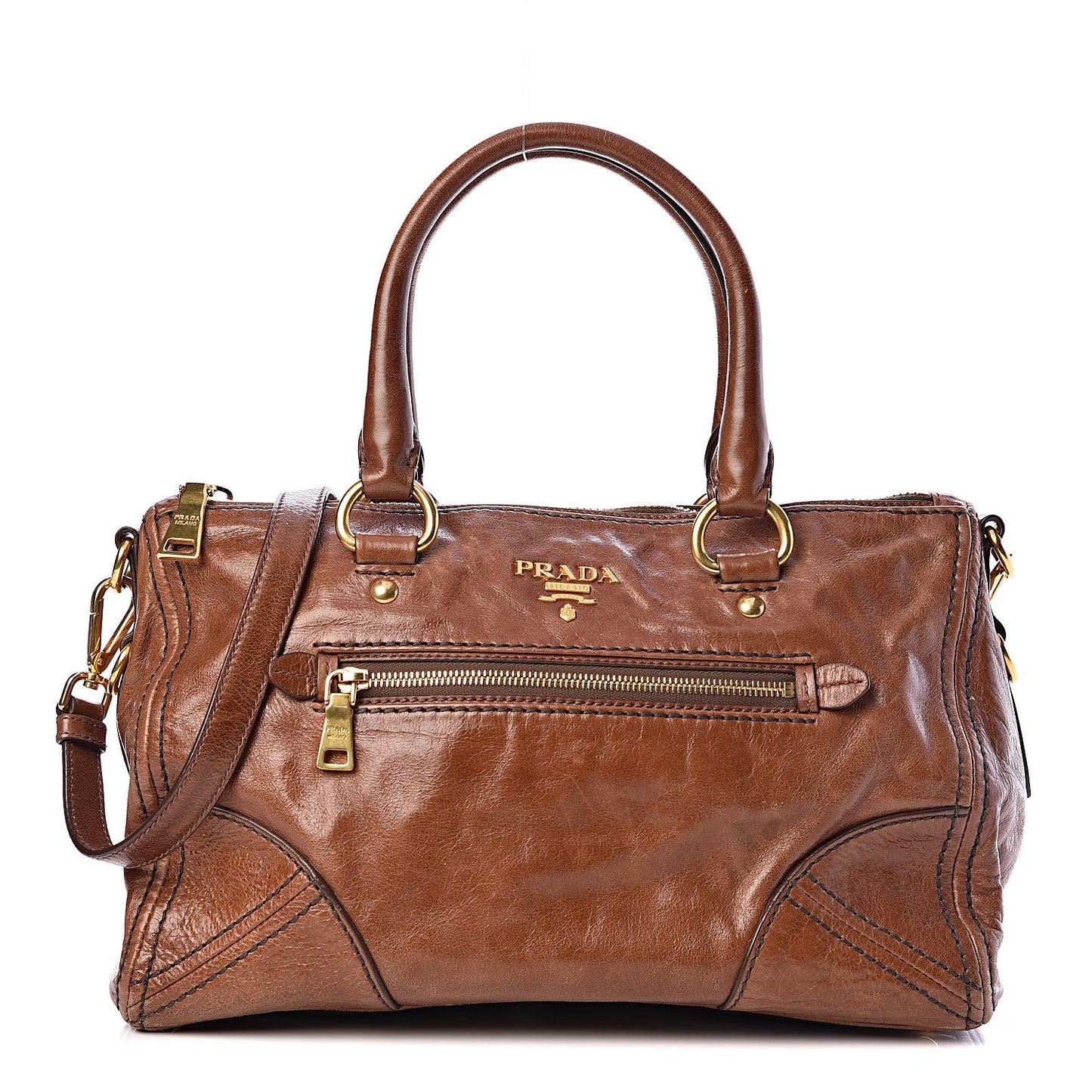 Vitello Shine Shopping Satchel Palissandro