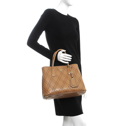 Prada City Calf Quilted Large Double Bag Caramel 3 of 12