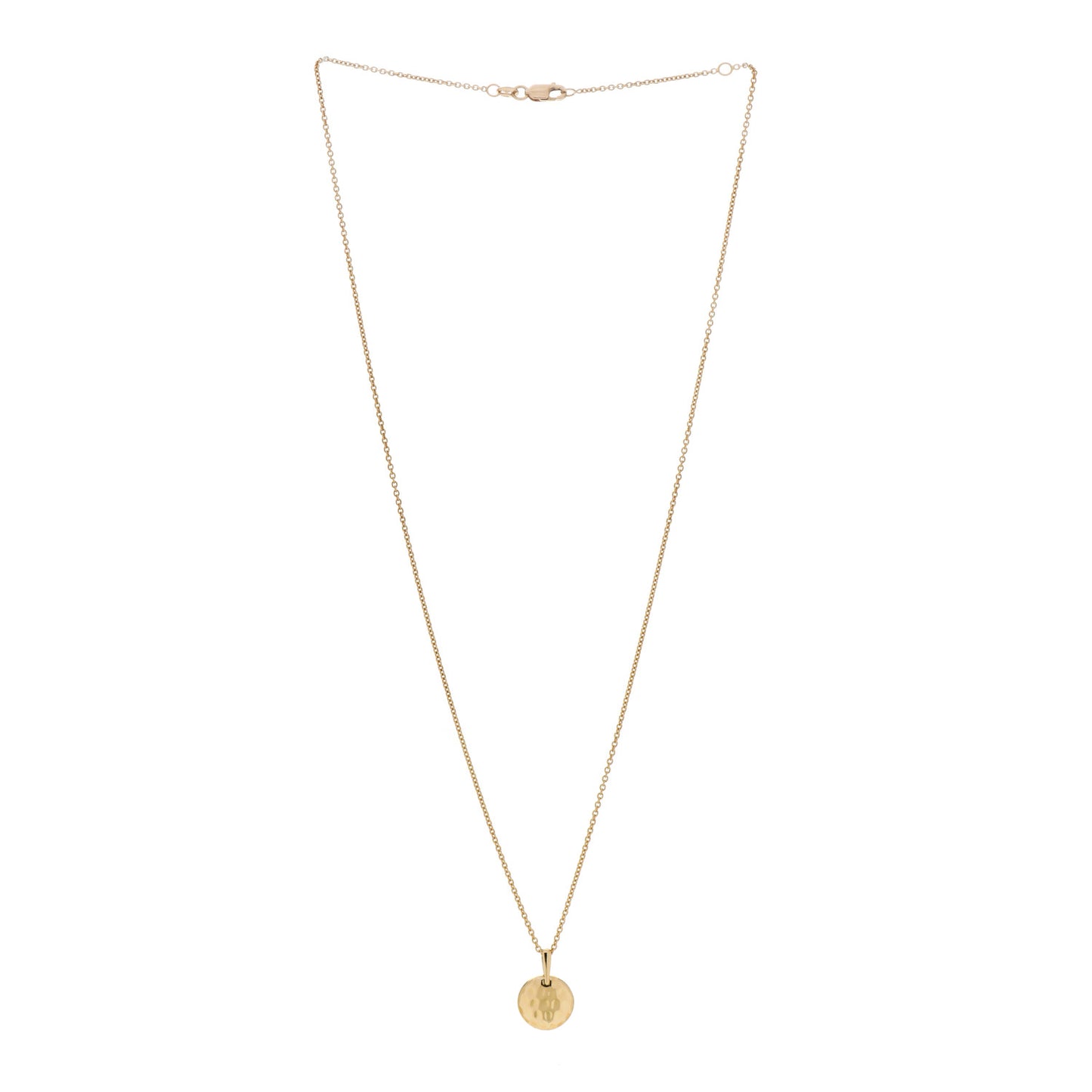 18K Yellow Gold Hammered Disc Pendant Necklace