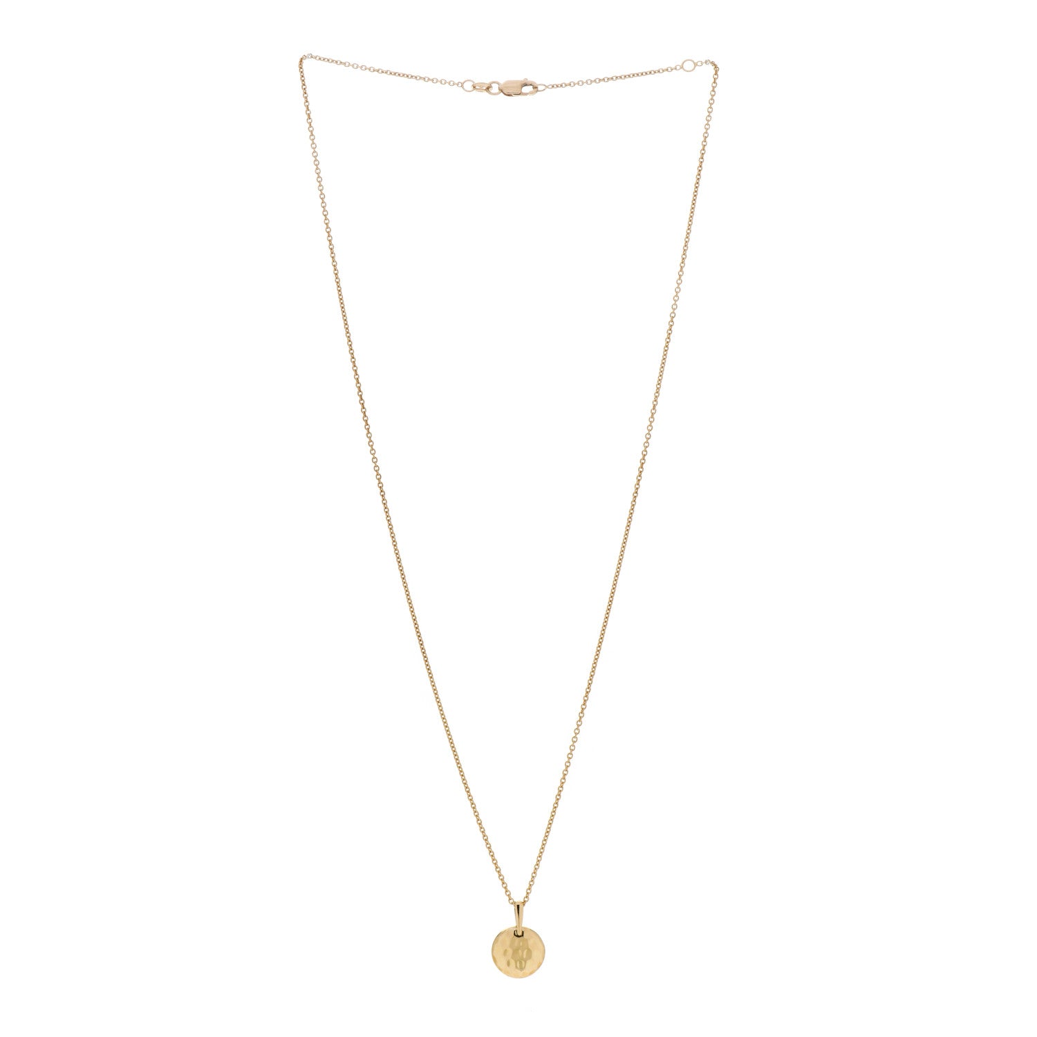 Roberto Coin 18K Yellow Gold Hammered Disc Pendant Necklace 2 of 3