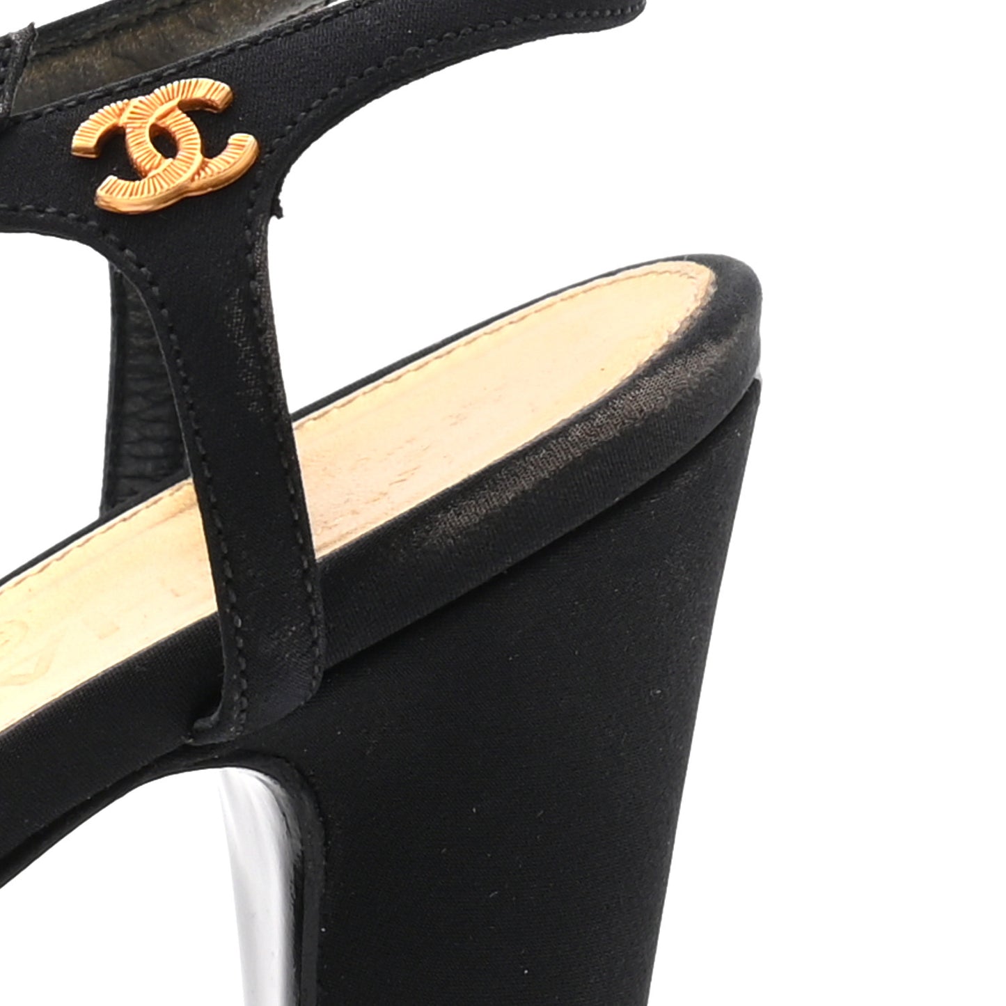 Satin Canvas Pearl Bow Sandals 38 Black