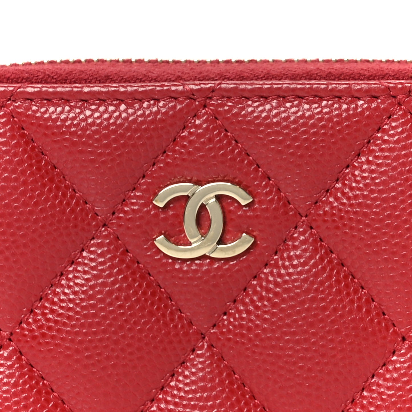 Caviar Quilted Zip Coin Purse Red