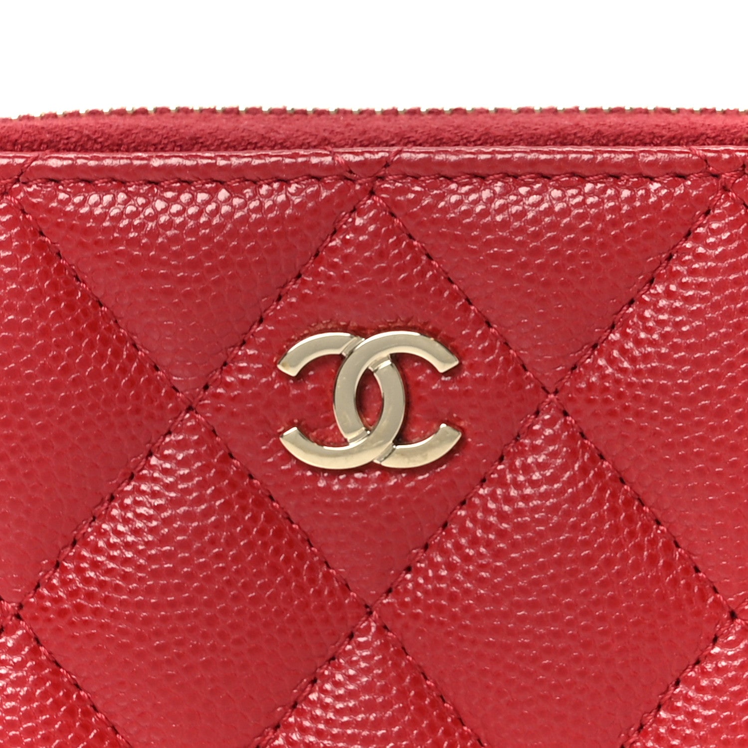 Chanel Caviar Quilted Zip Coin Purse Red 8 of 9