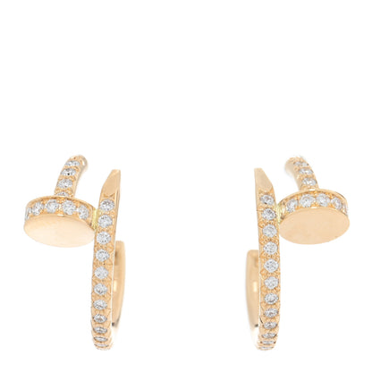 Cartier 18K Yellow Gold Diamond Juste Un Clou Pave Hoop Earrings 1 of 5