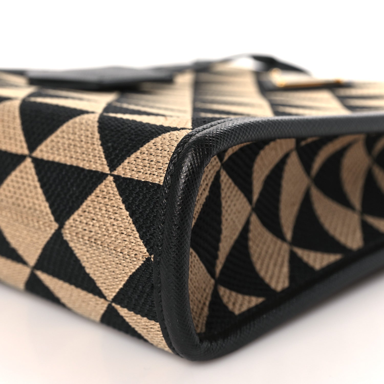 Prada Jacquard Saffiano Triangolo Symbole Embroidered Micro Tote Black Corda 8 of 8