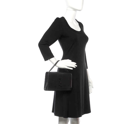 Saint Laurent Grain De Poudre Medium Classic Monogram Kate Double Handle Satchel Black 3 of 9