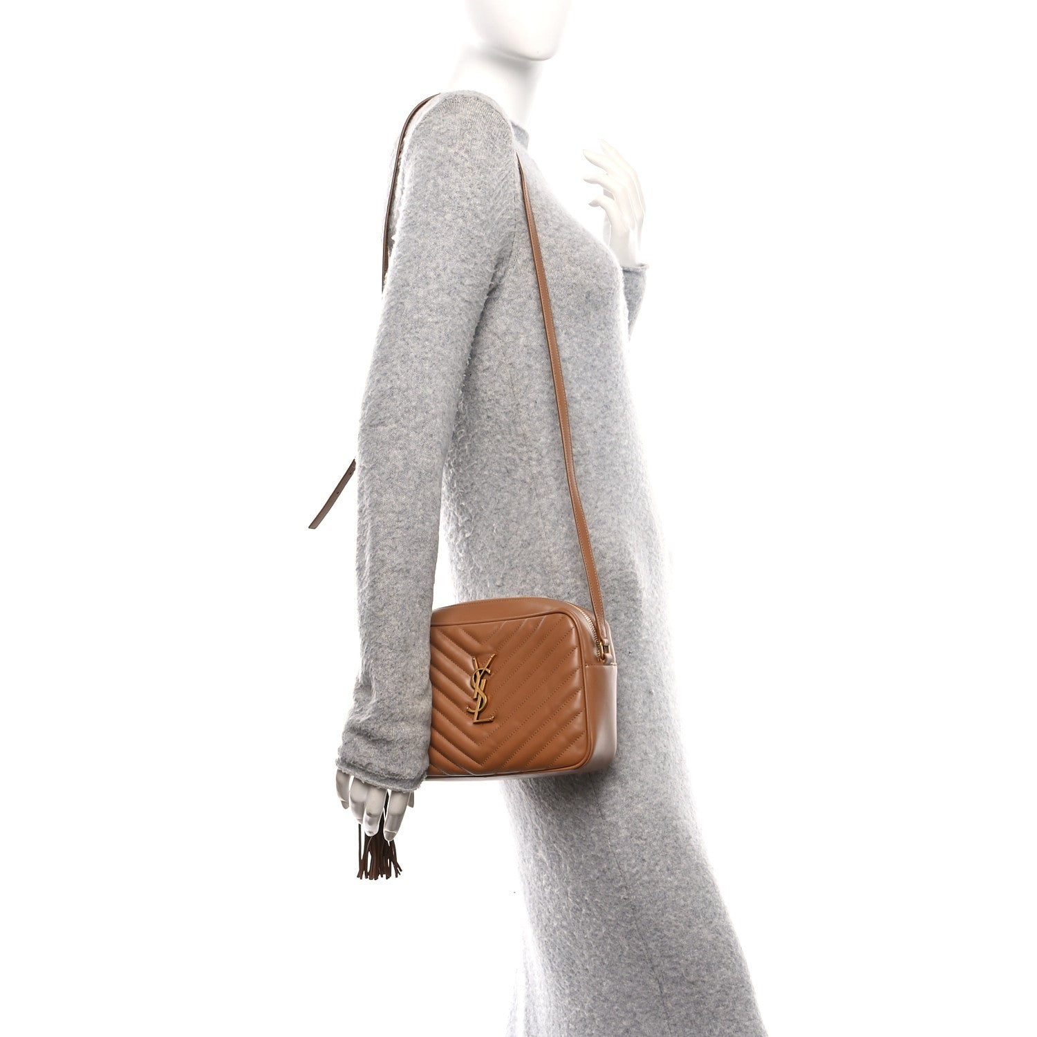 Saint Laurent Calfskin Matelasse Monogram Lou Camera Bag Cinnamon 2 of 10