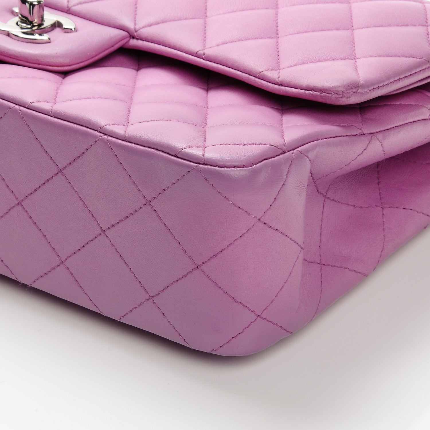 Chanel Lambskin Quilted Medium Double Flap Dark Pink 10 of 10