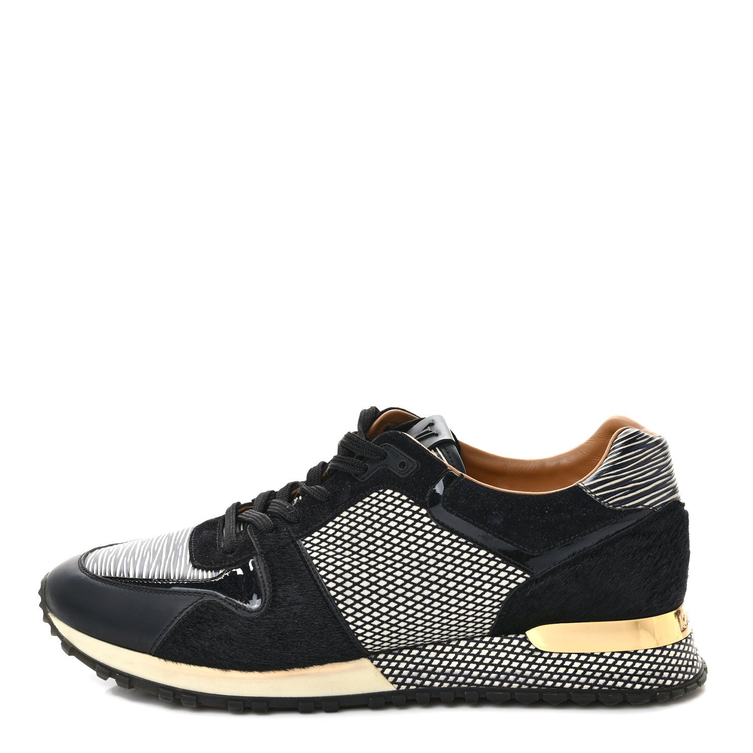 Louis Vuitton Suede Printed Run Away Sneakers 41 Black 1 of 9