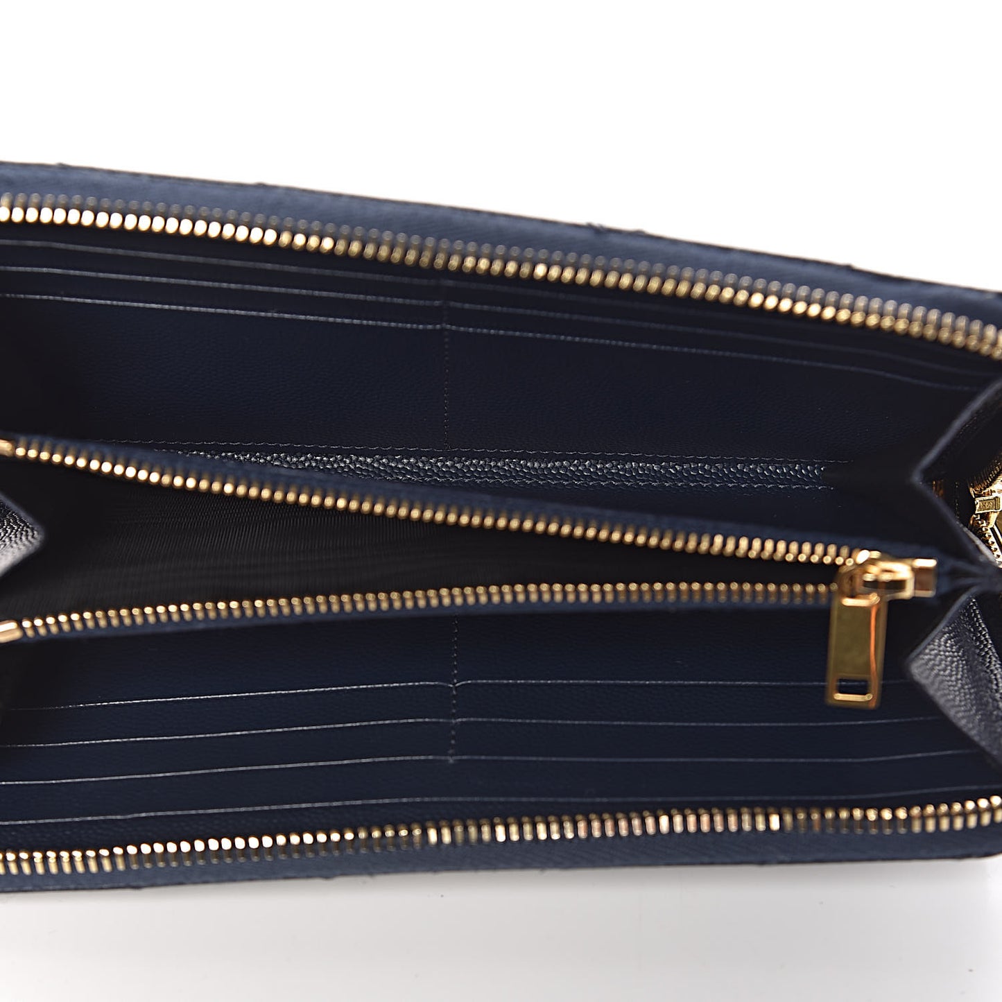 Grain De Poudre Matelasse Chevron Monogram Zip Around Wallet Navy