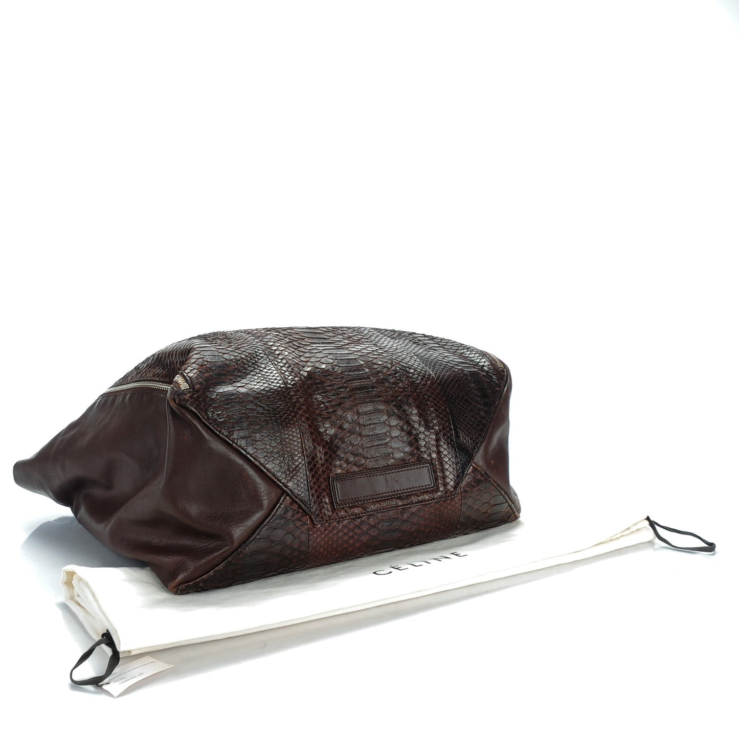 Python Lambskin Horizontal Zipper Gusset Cabas