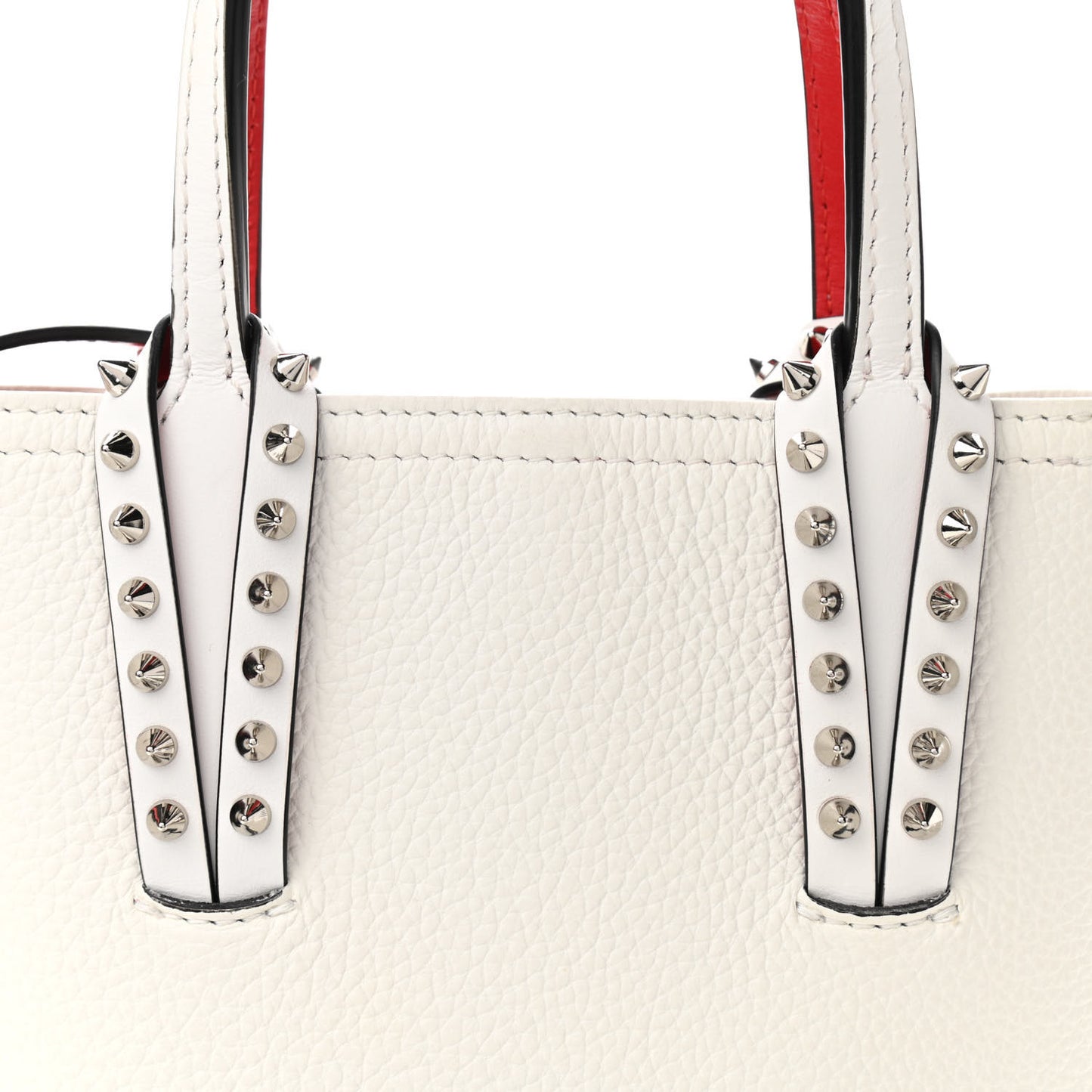 Calfskin Spikes Mini North South Cabata Tote White
