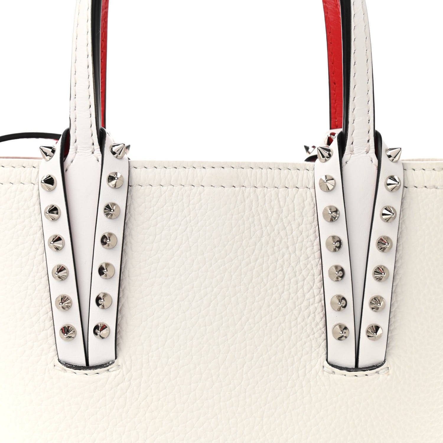 Christian Louboutin Calfskin Spikes Mini North South Cabata Tote White 7 of 13
