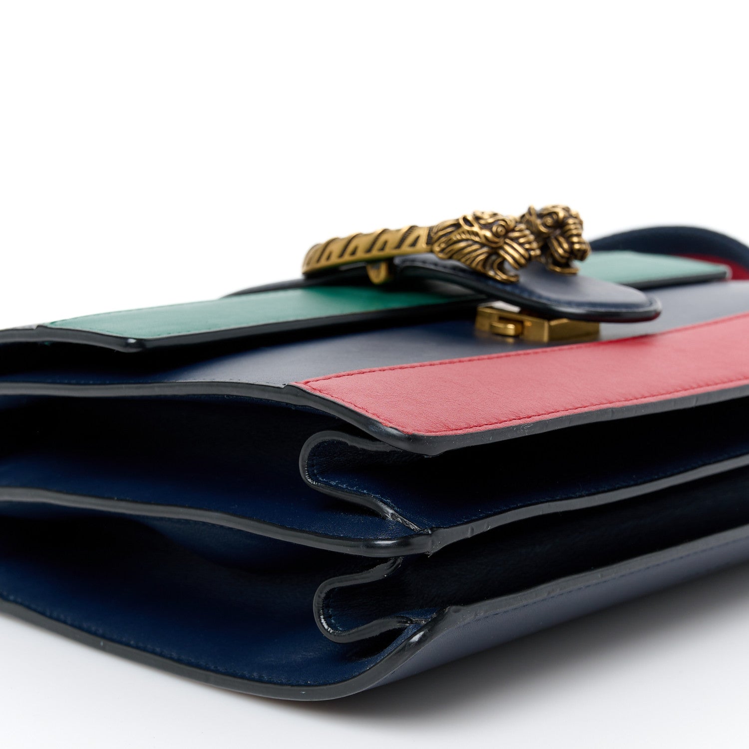 Gucci Moon Calfskin Bamboo Web Medium Dionysus Top Handle Bag Blue Emerald Hibiscus Red 10 of 11