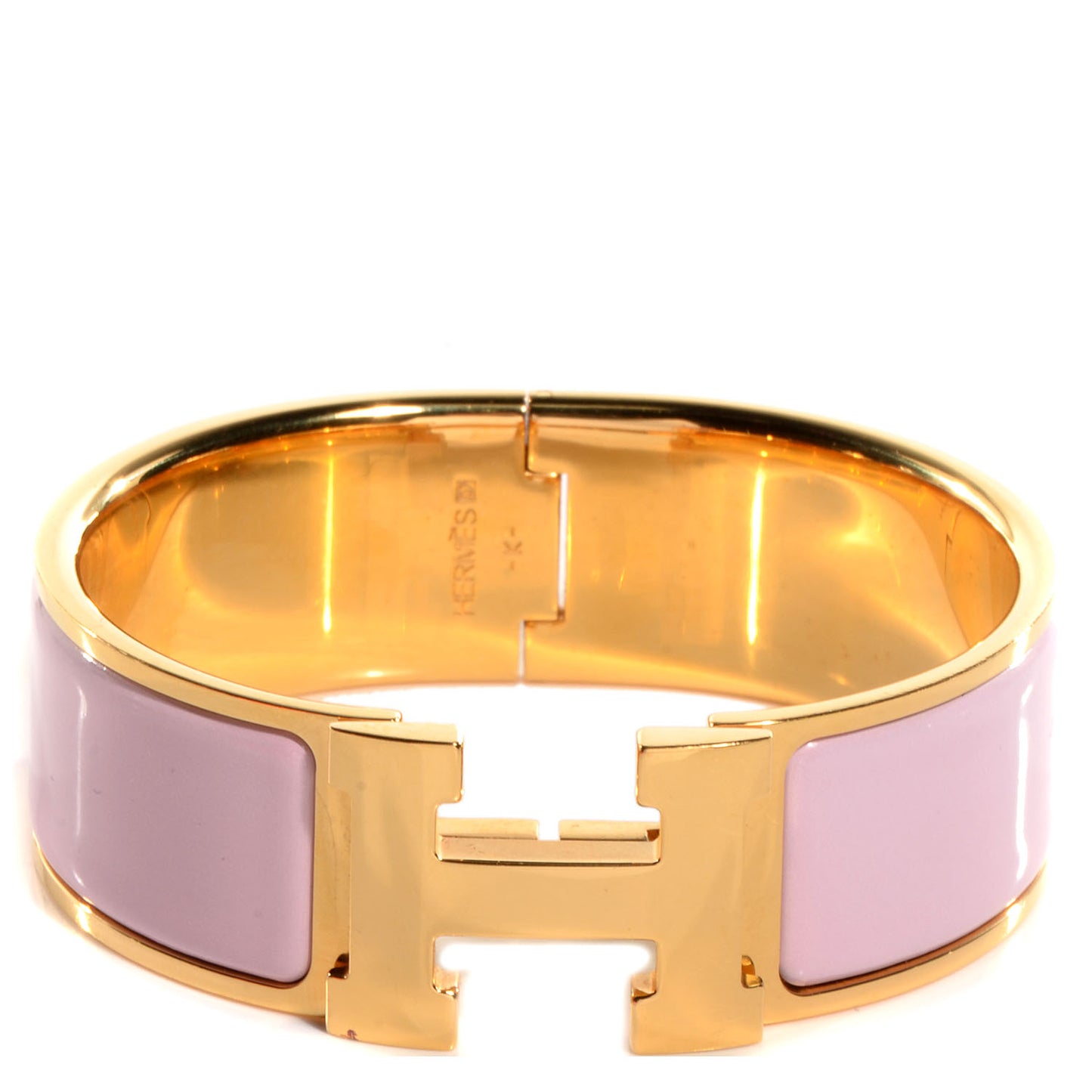 Enamel Wide Clic Clac H Bracelet PM Rose Dragee