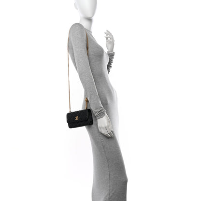 Chanel Lambskin Quilted Sweet Camellia Flap Phone Holder With Chain Black 2 of 12